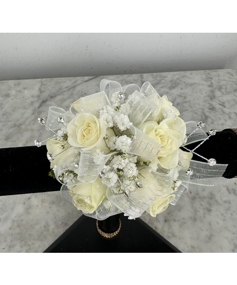 Crystal White Rose Wristlet