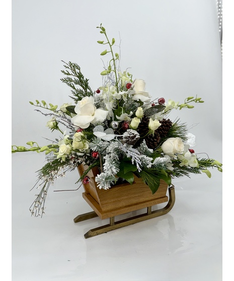 White Christmas Handmade Sled