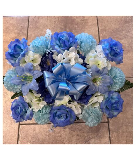 Medium Blue And White Pillow Silk flowers