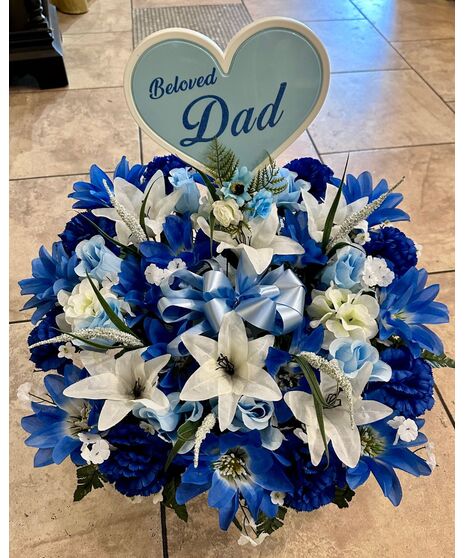 Large Dad Silk Pillow Blue and White