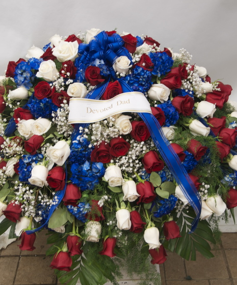Casket Cover Red White  and Blue