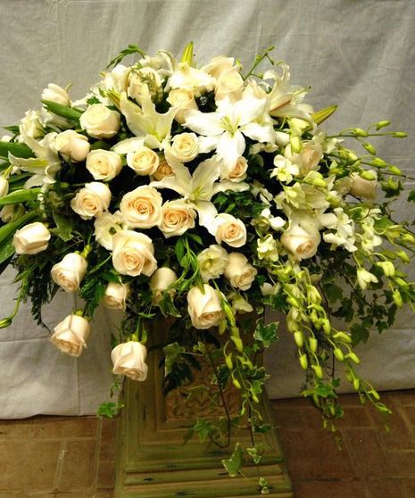 Casket Spray all White Premium Flowers