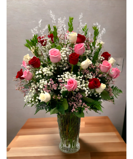 36 Roses  Vase with Crystals