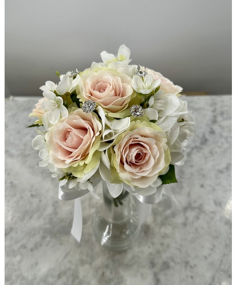 Silk Pink and Cream with Crystals
