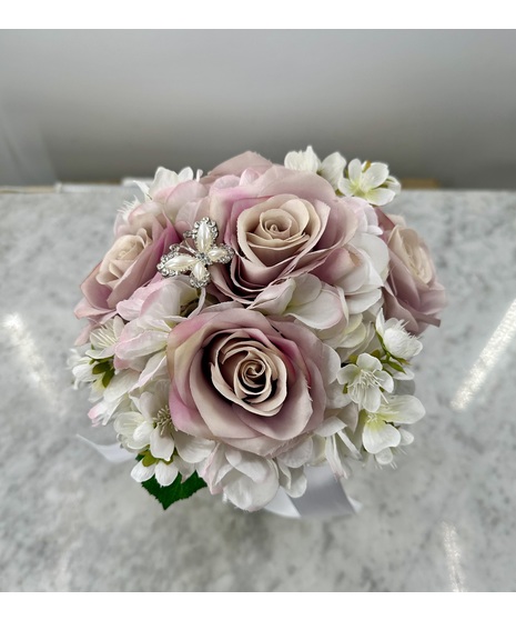 Silk Lavender  and Cream with Crystal