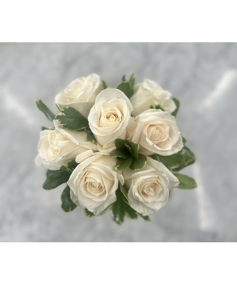 fresh white roses in a nosegay