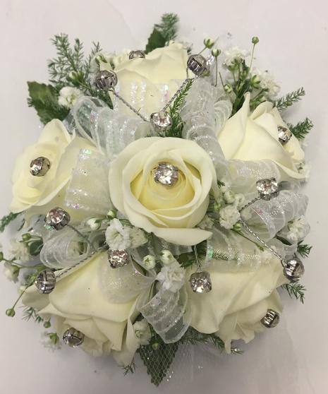 Crystal White Rose Wristlet