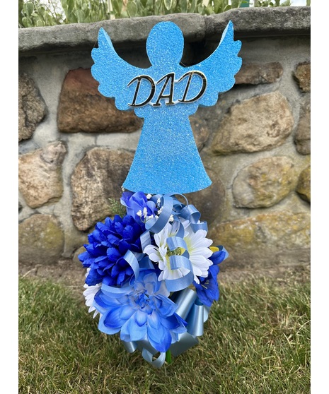 Dad Angel with Silk Flower Pick