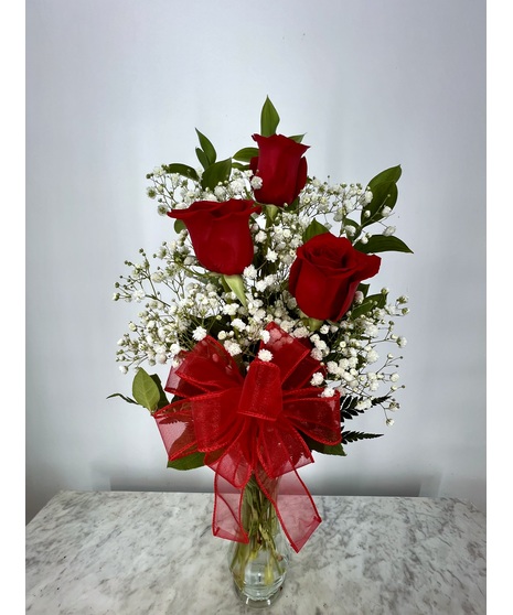 Triple Red  Rose Vase