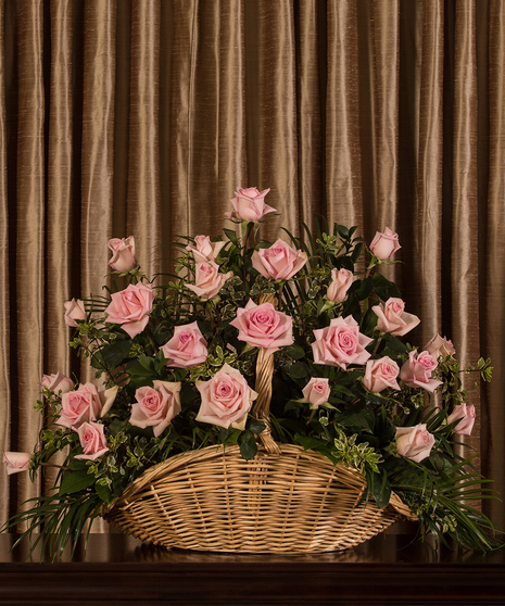 Pink Roses Fireside Basket