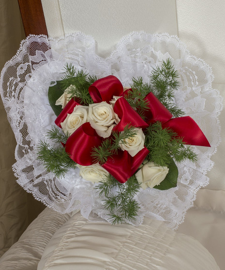 Red and White Satin Piece