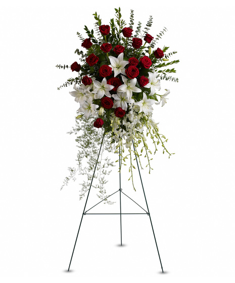 Red and White Lily & Rose Tribute