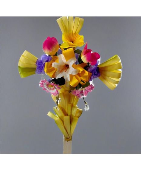 Palm cross with silk