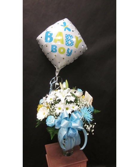 Baby Boy Vase with Balloon