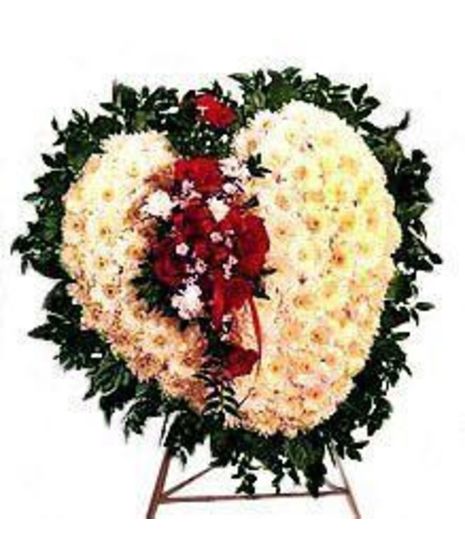 Heart of white Chrysanthimums and a red overlay