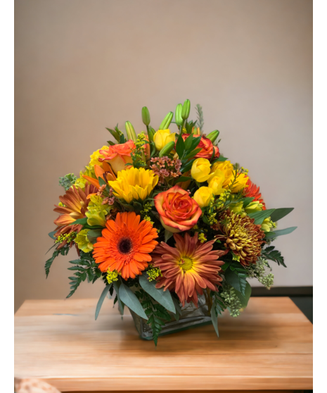fall flowers in cube