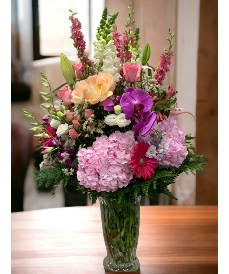 colorful flower arrangement in english garden style